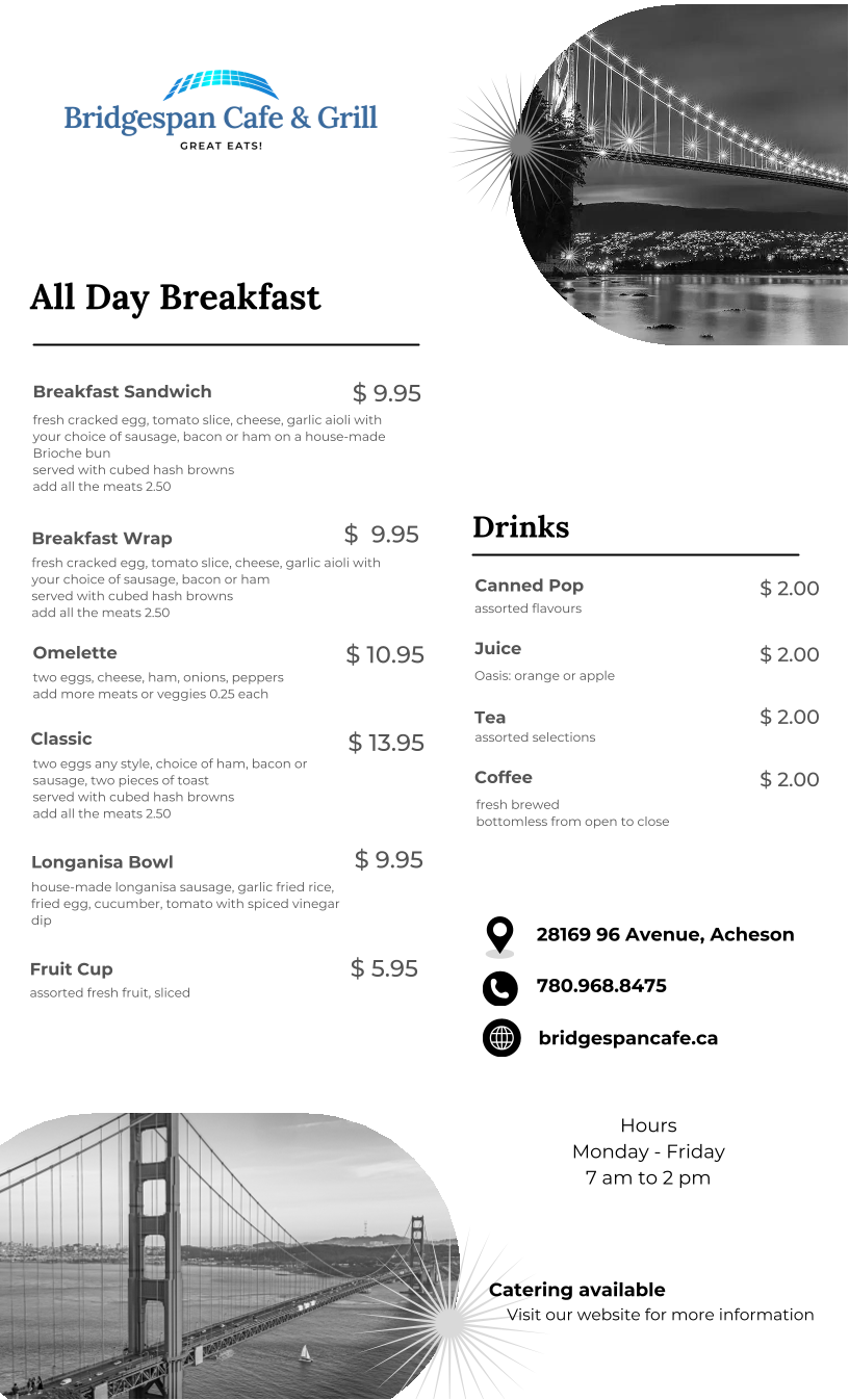 Bridgespan Cafe & Grill Menu