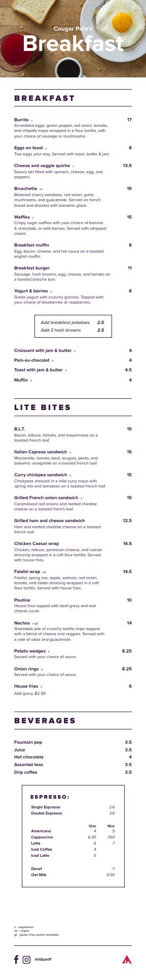 The Storm Cellar Menu