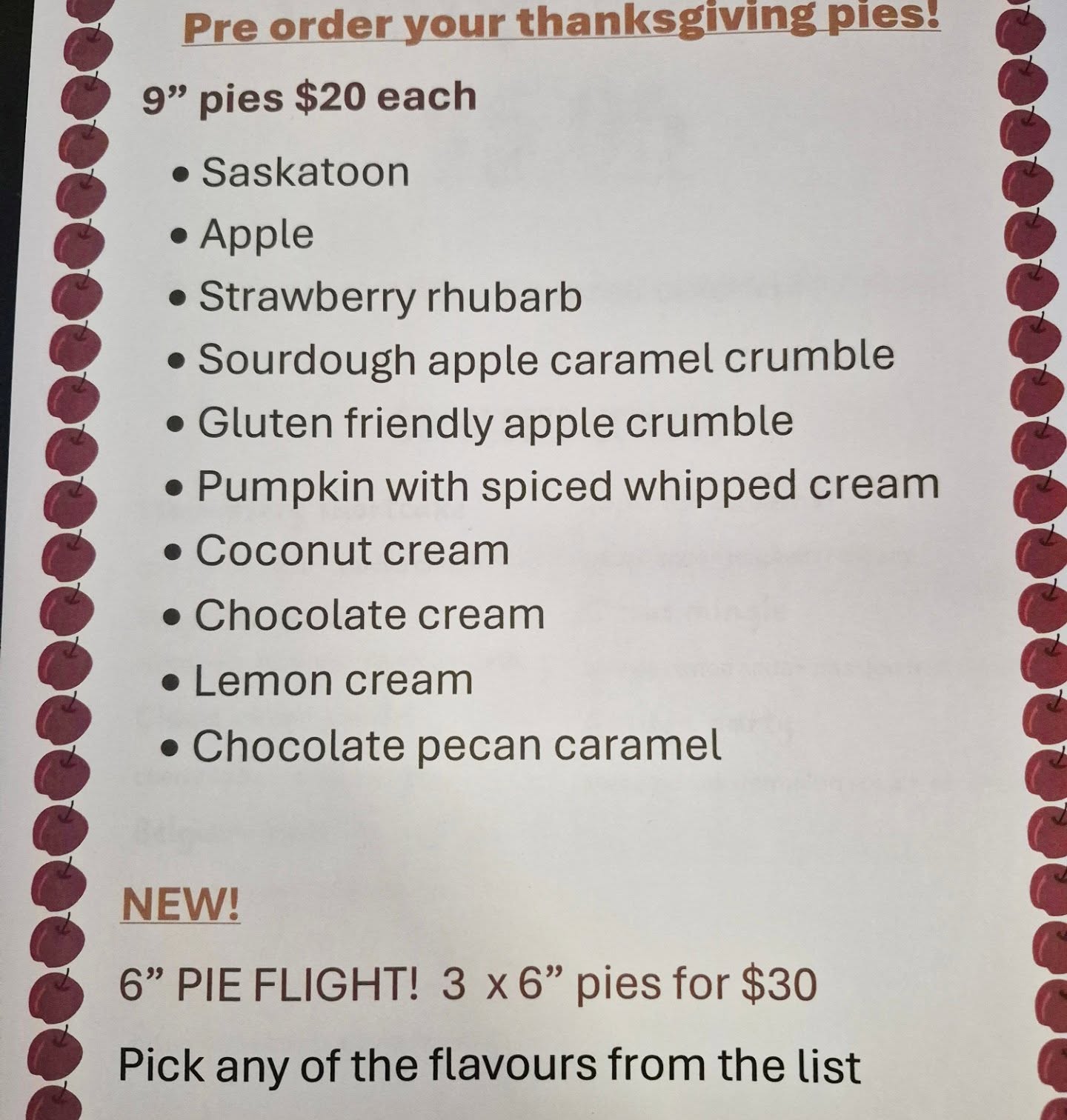 Elieneke’s Bake Shop Menu