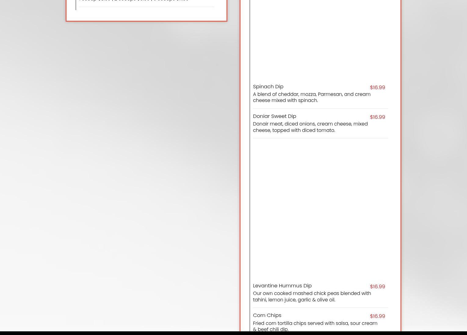 Five-0 Bar & Grill Menu