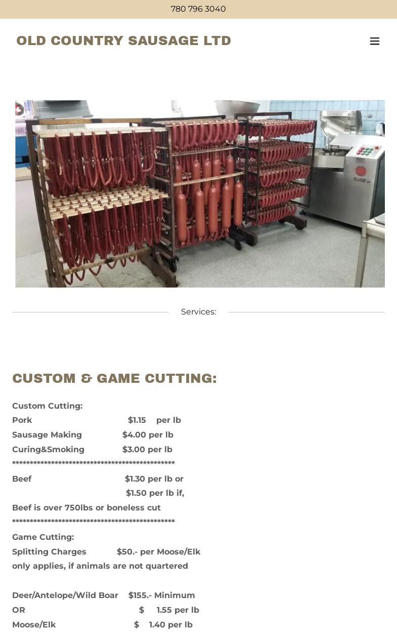 Old Country Sausage Ltd Menu