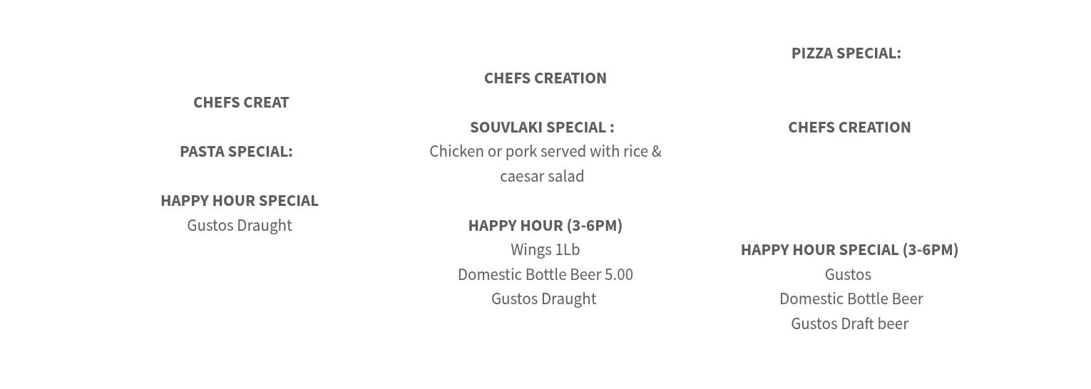 Gusto’s Restaurant and Lounge Menu