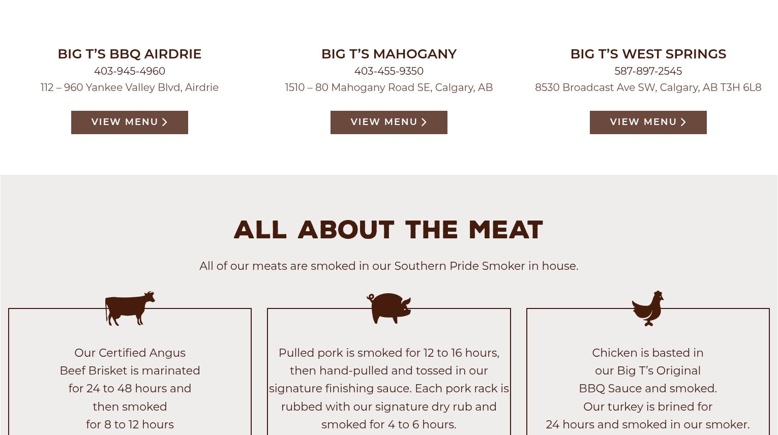 Big T's BBQ & Smokehouse Menu