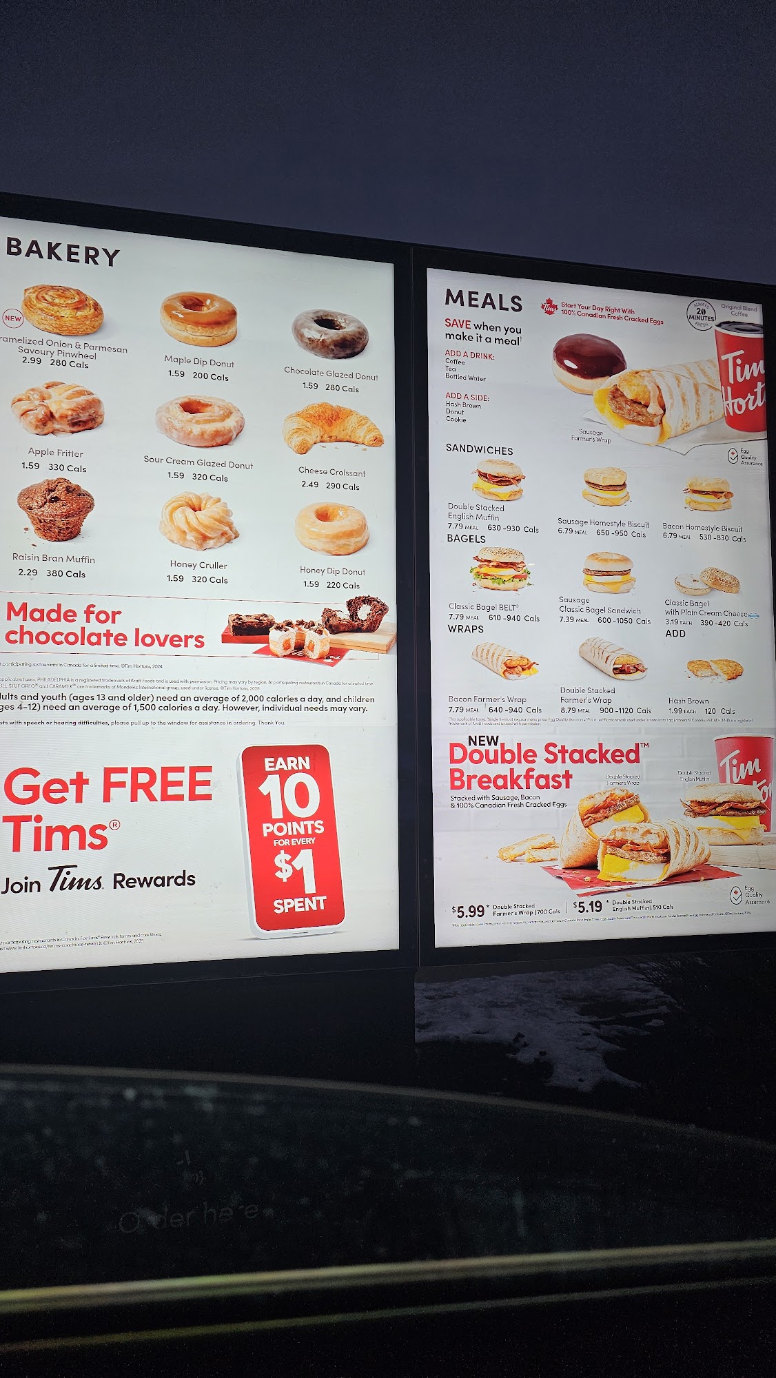 Tim Hortons Menu