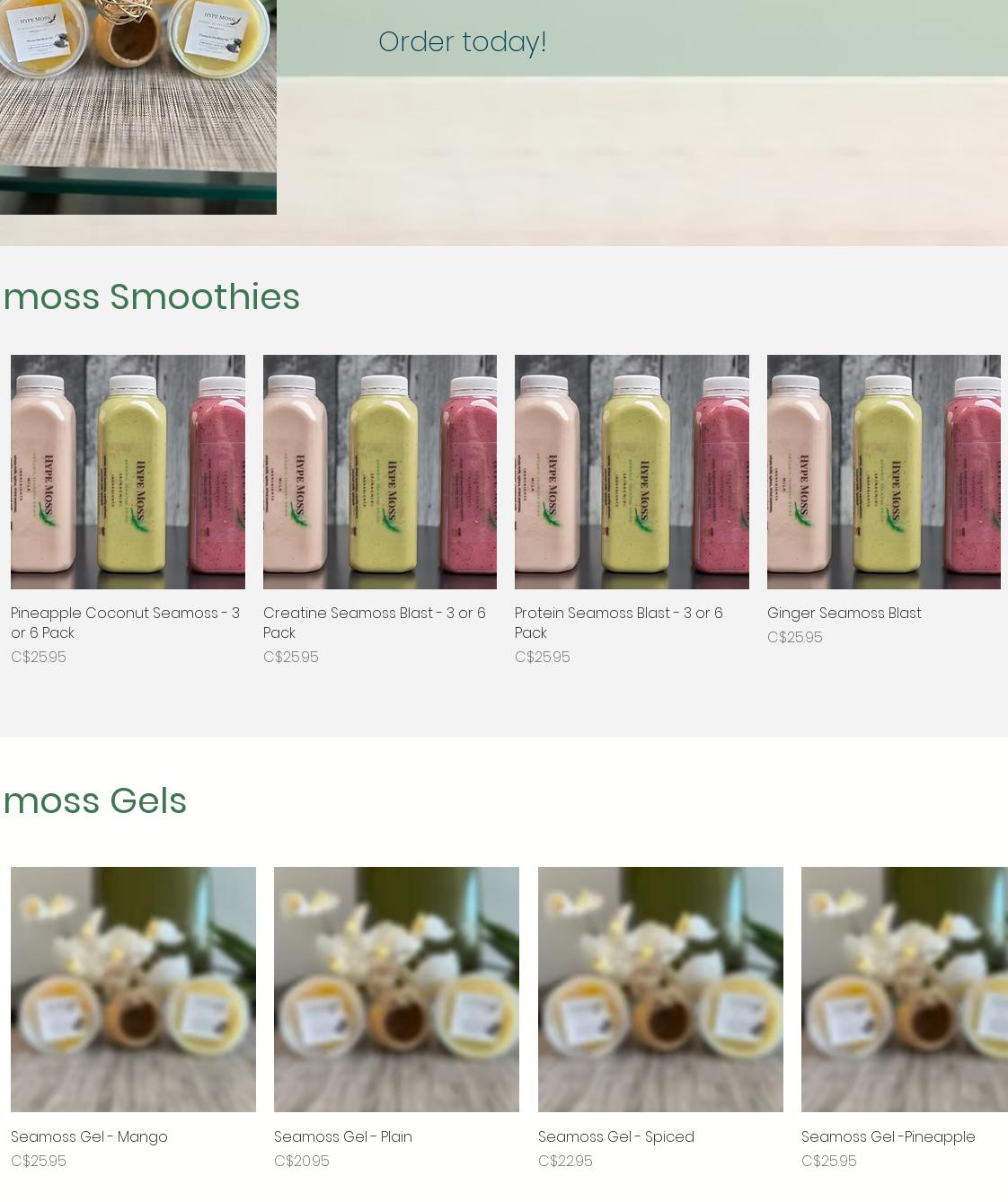 Hype Moss Beverages and Eats Menu