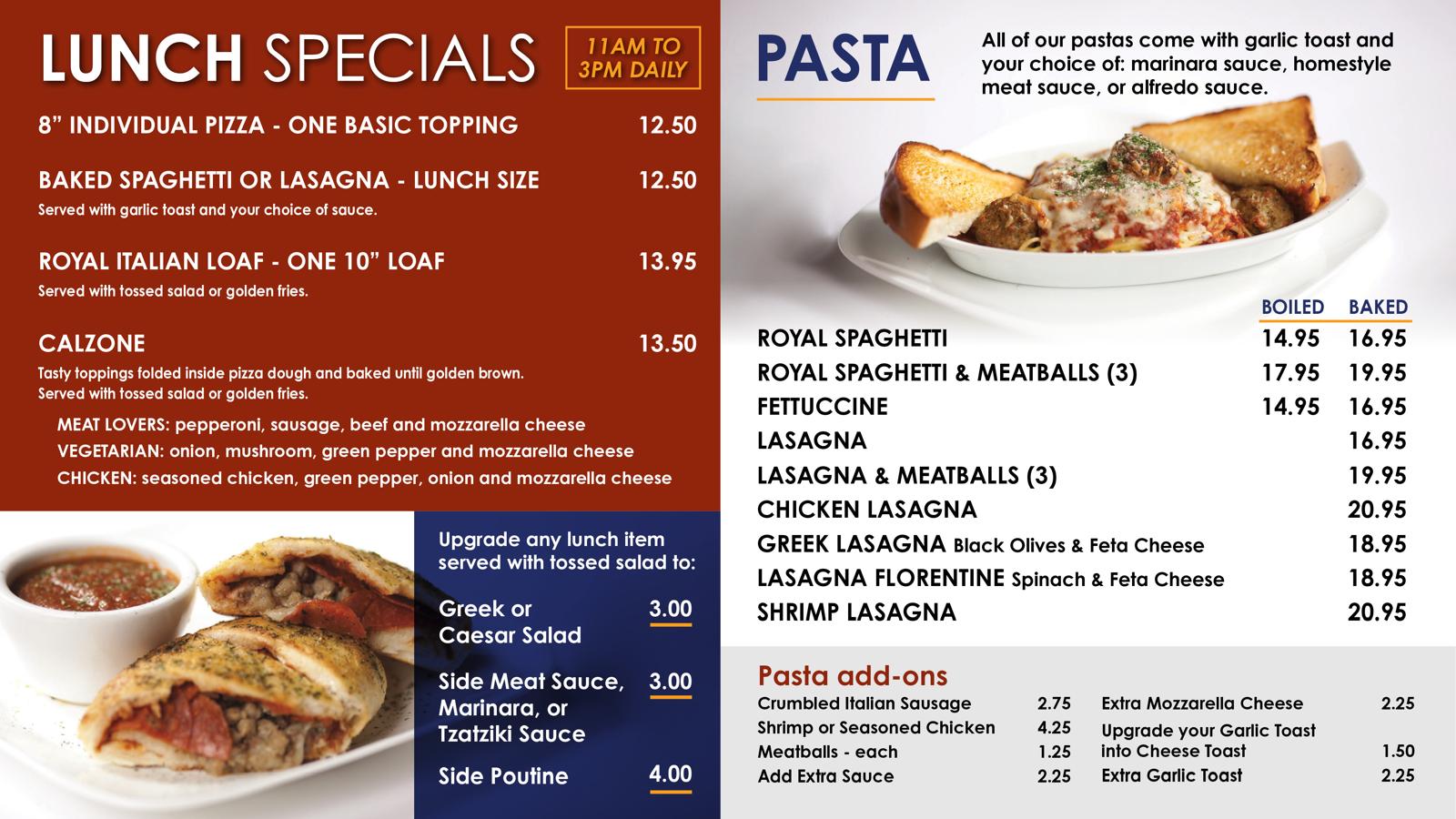 Royal Pizza (Crowfoot) Menu