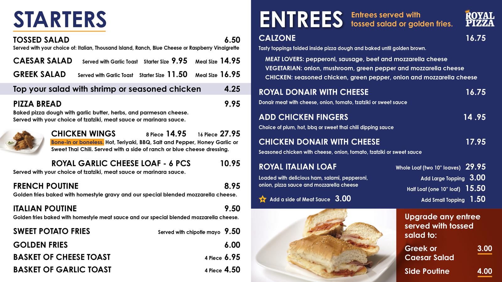 Royal Pizza (Crowfoot) Menu