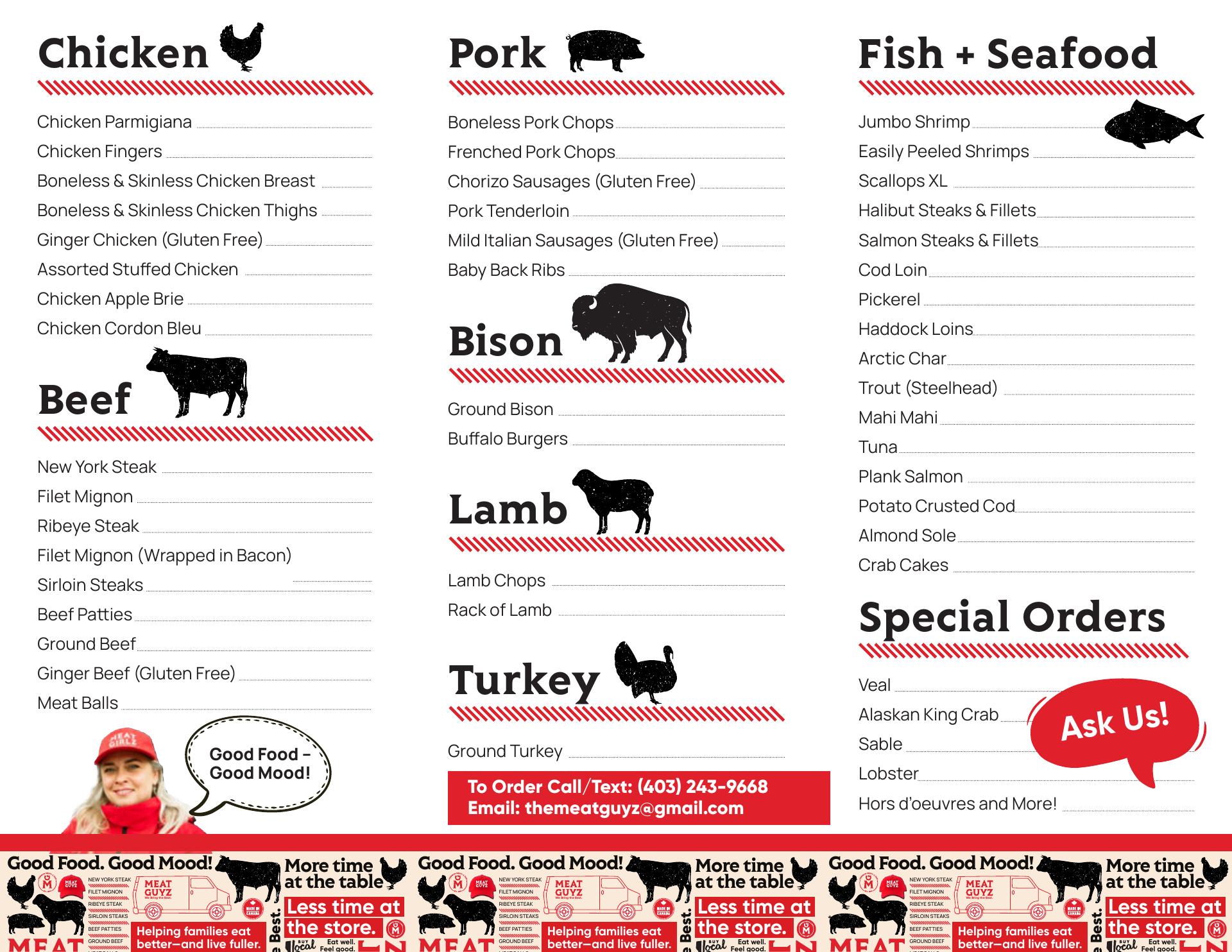 Exclusive Gourmet Foods Menu