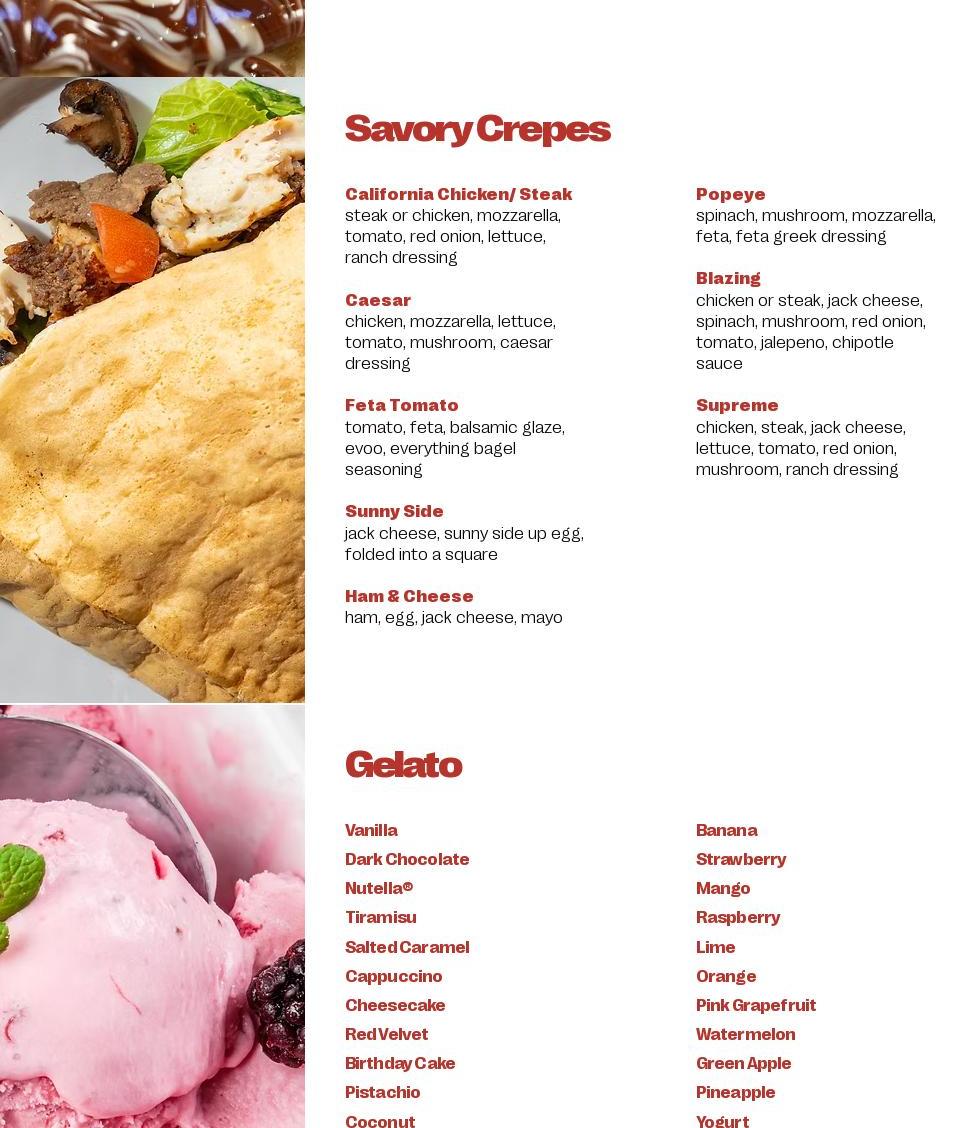 Crepe Delicious Menu