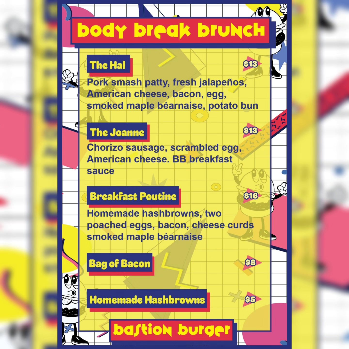 Bastion Burger Menu