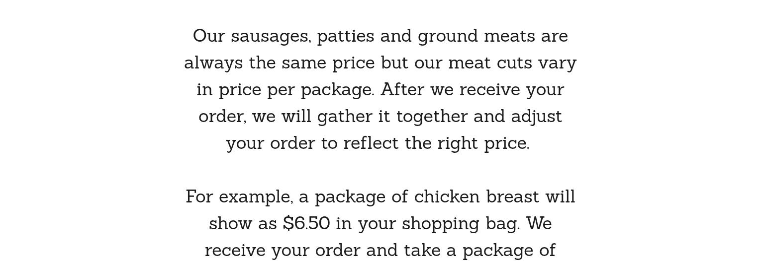 Meadow Creek Sausage & Meat Ltd. Menu