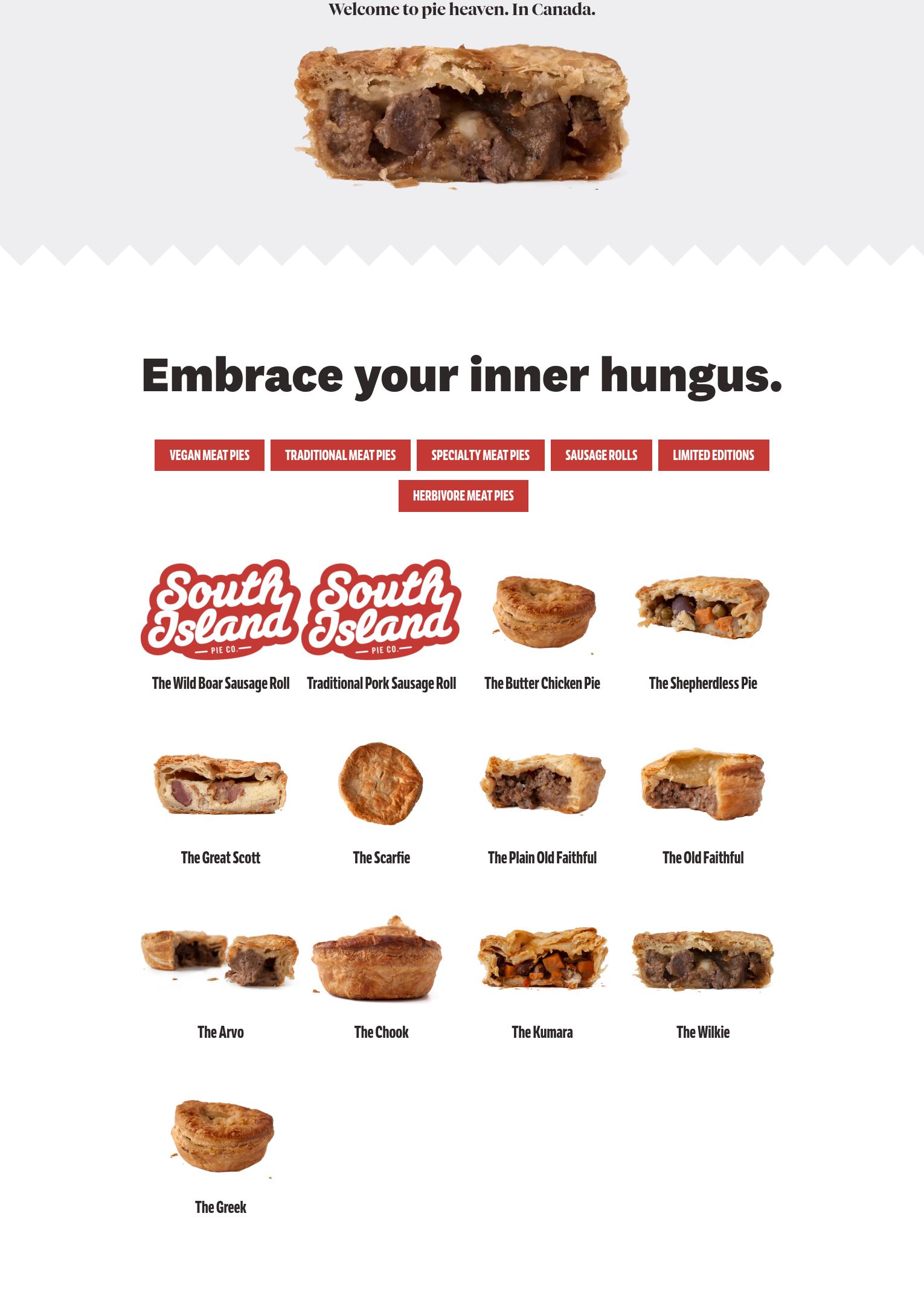 South Island Pie Co Menu