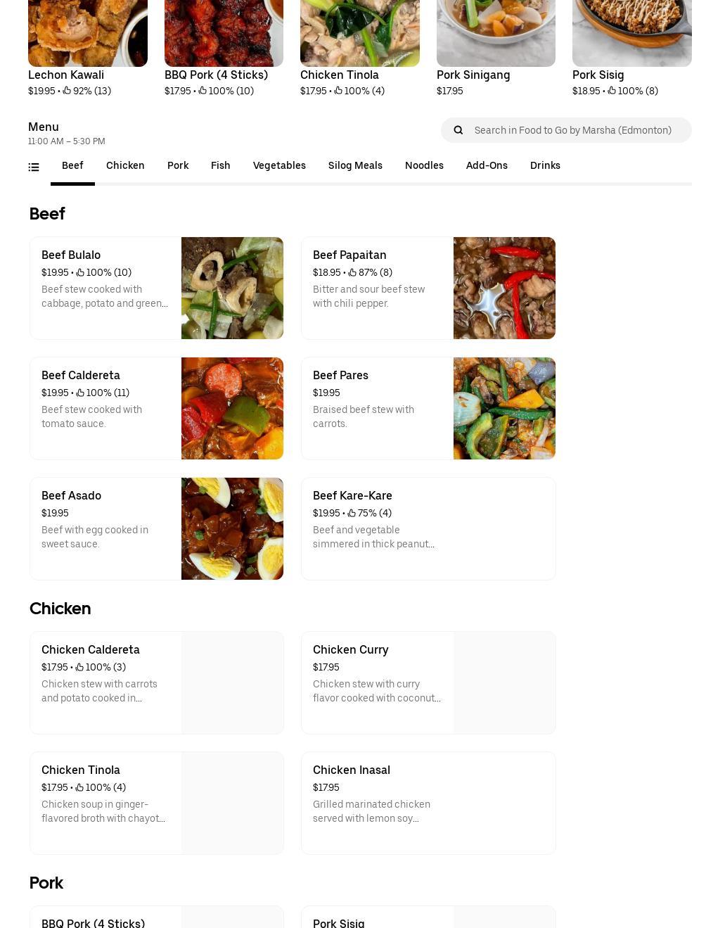 Food to Go by Marsha Menu