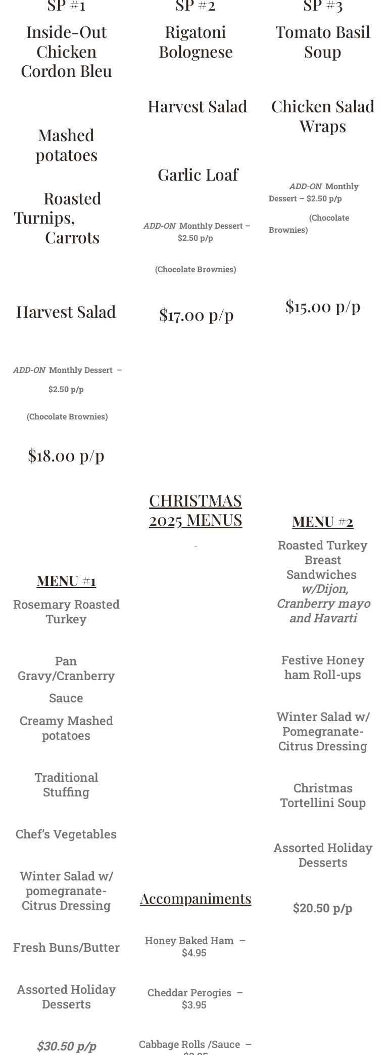 Classic Corporate Catering Inc Menu