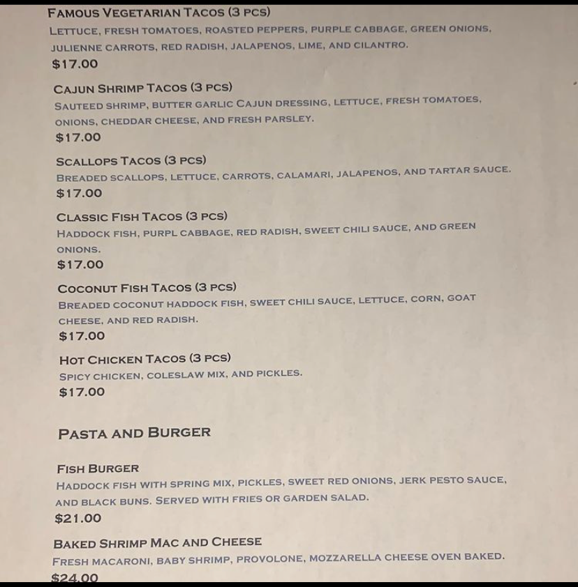 Taco Box Menu