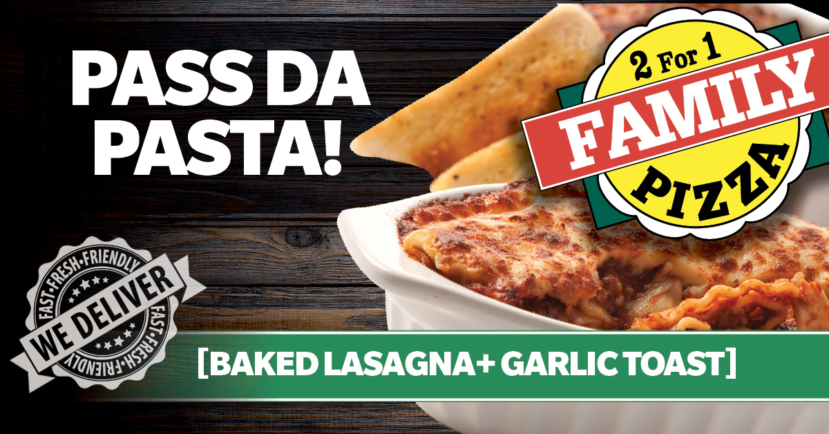 2 for 1 Family pizza ???? Jasper Ave Menu