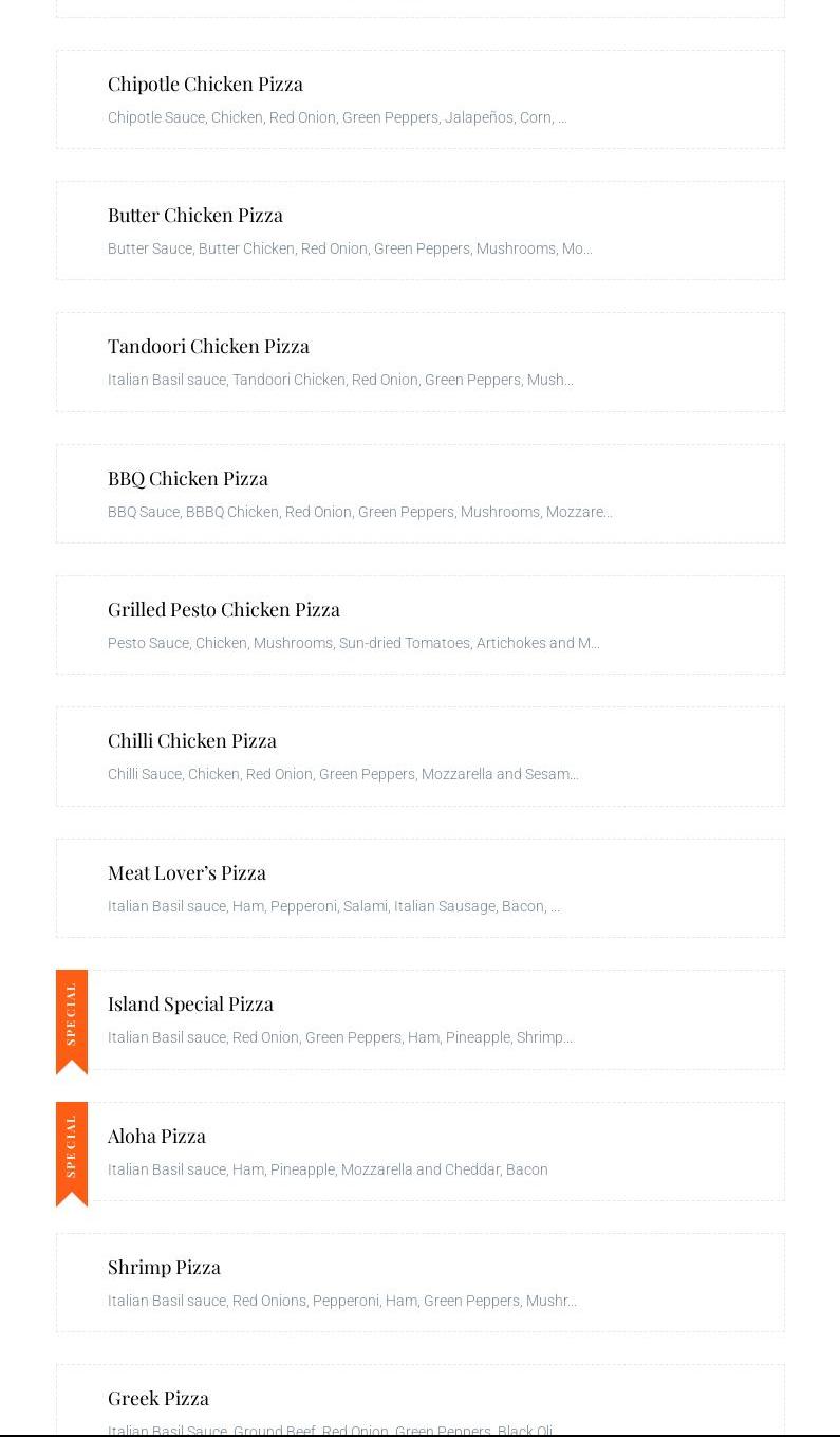 Desi Boy’z Pizza Menu