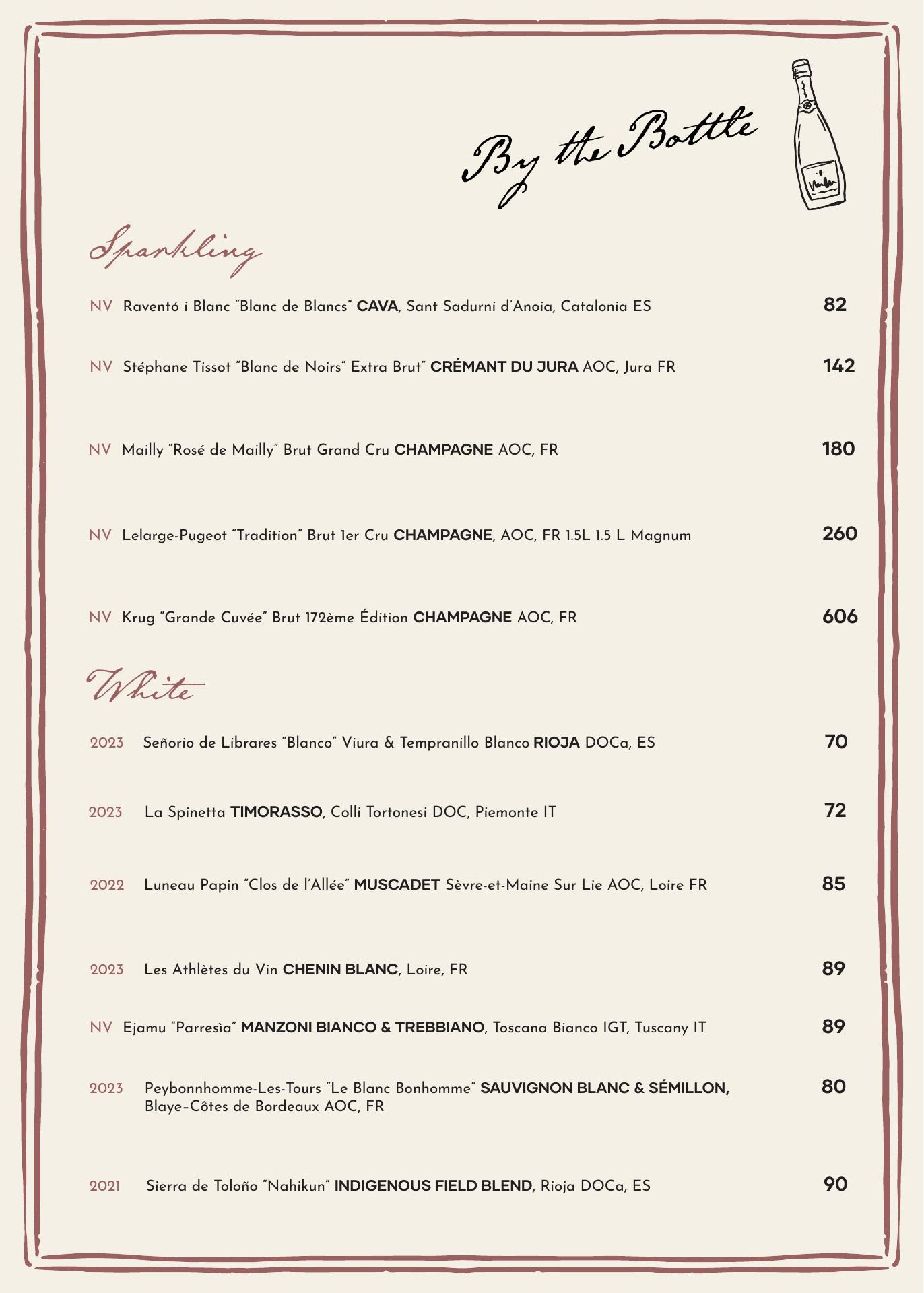 Bar Trove Menu