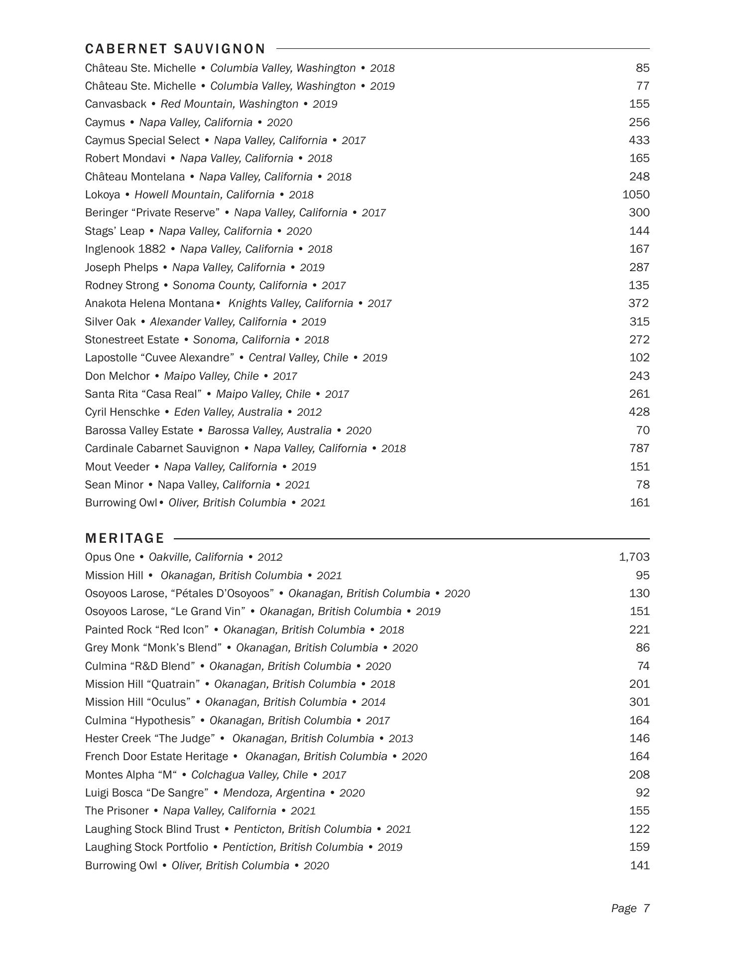 The Emerald Lounge Menu