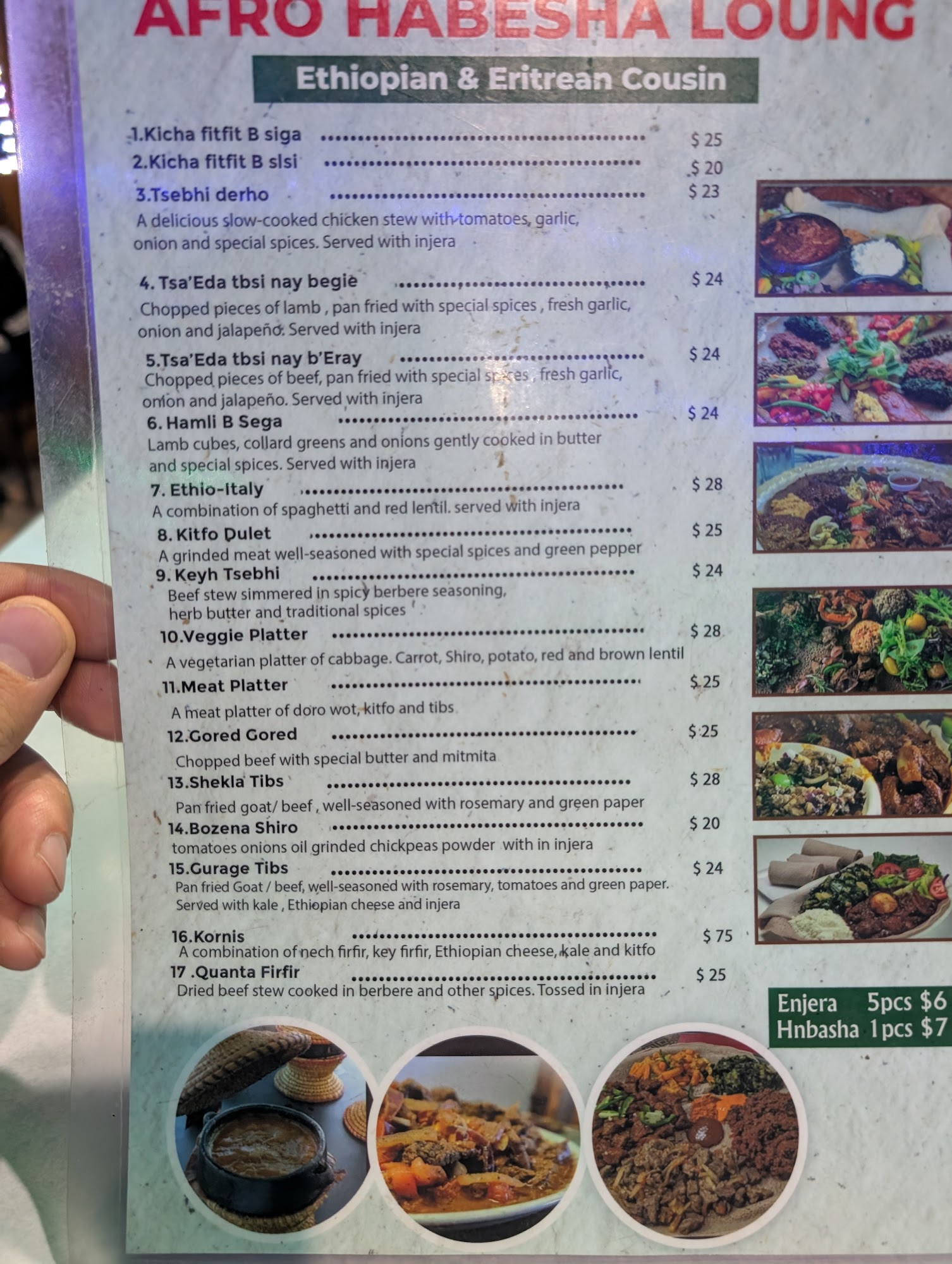 AFRO HABESHA LOUNGE Menu