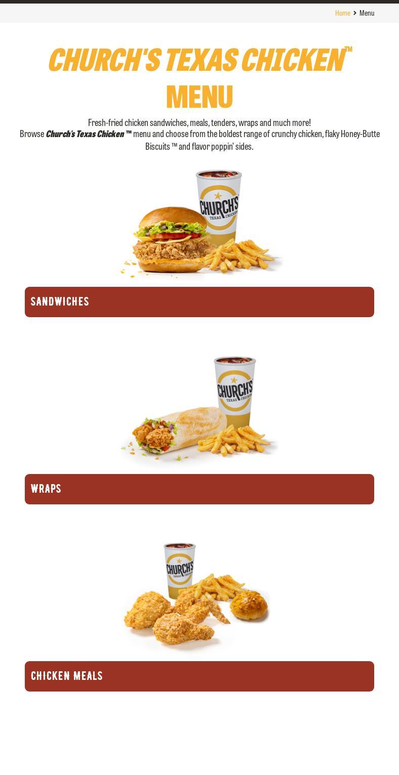 Church's Texas Chicken Menu