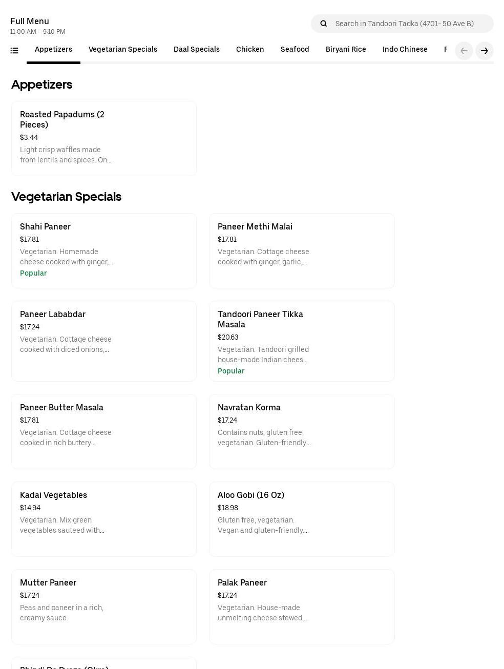 TimeOut Eats & Treats Menu