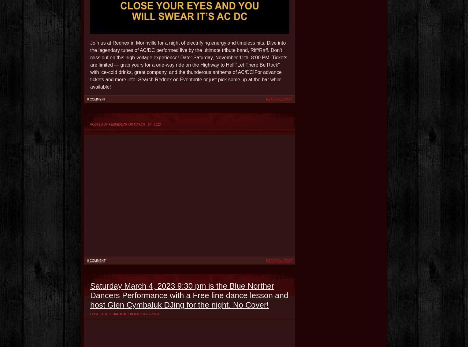 Rednex Bar & Grill Menu