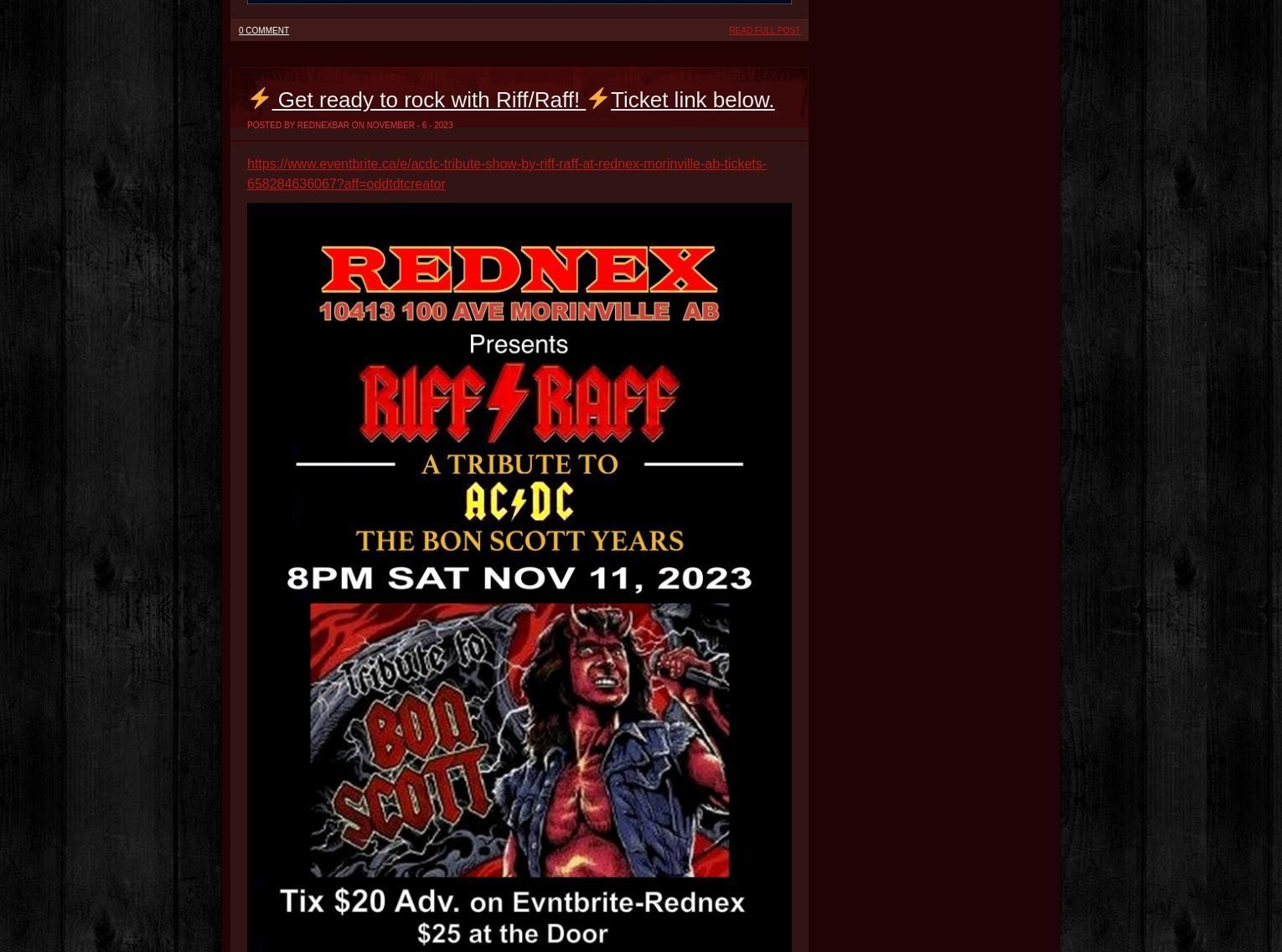 Rednex Bar & Grill Menu