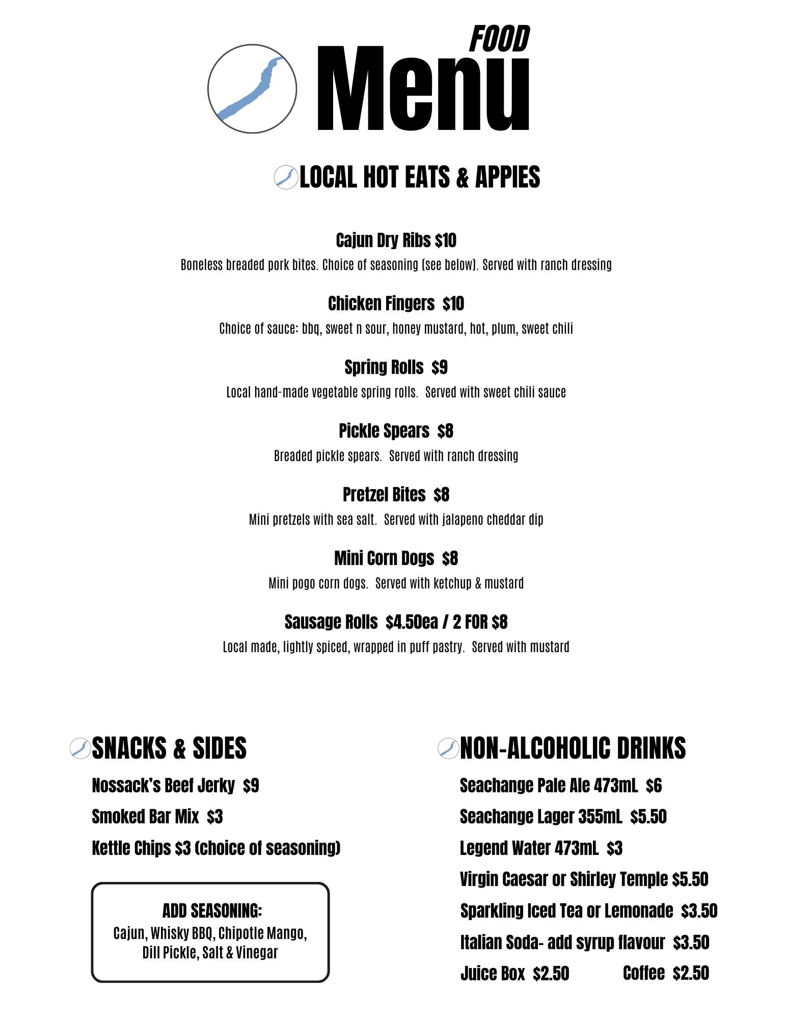 Sawback Brewing Co. Menu