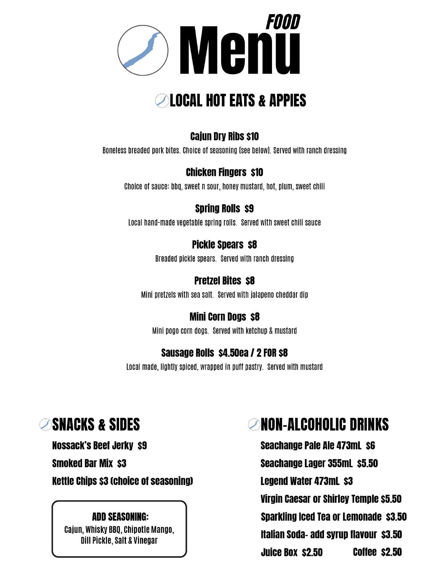 Sawback Brewing Co. Menu