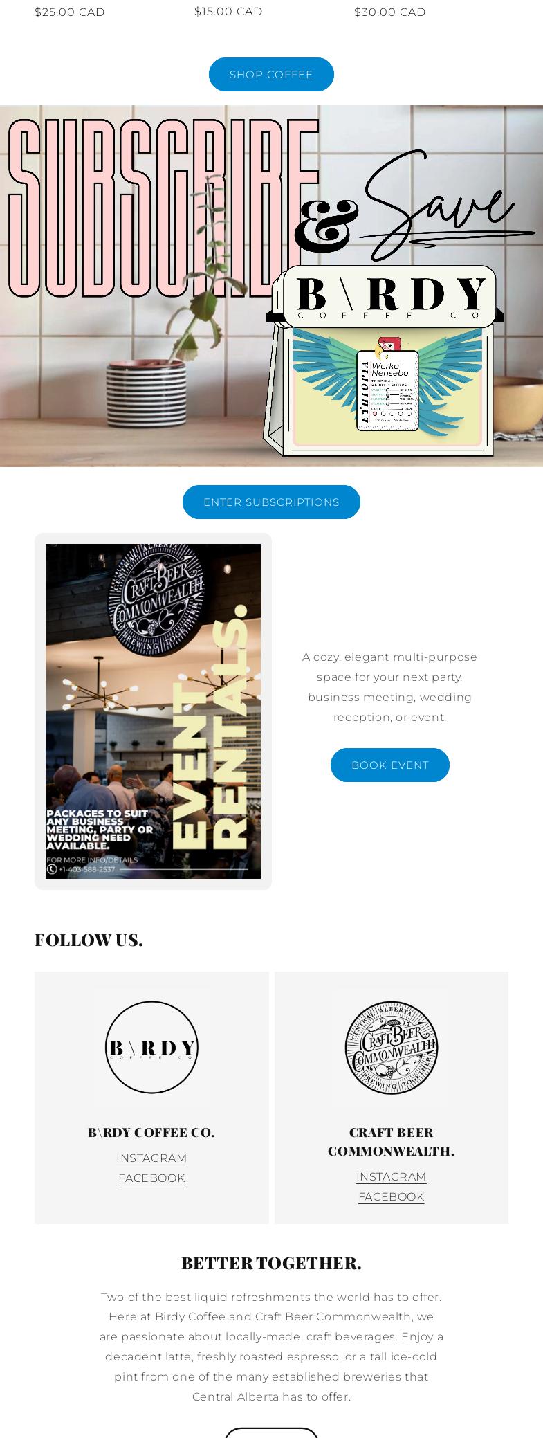 Birdy Coffee Co. Menu