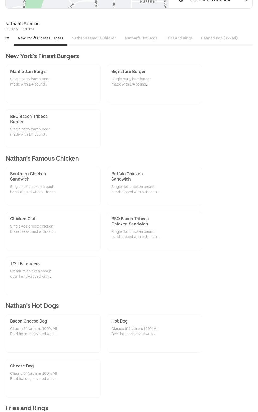 Nathan’s Famous Menu