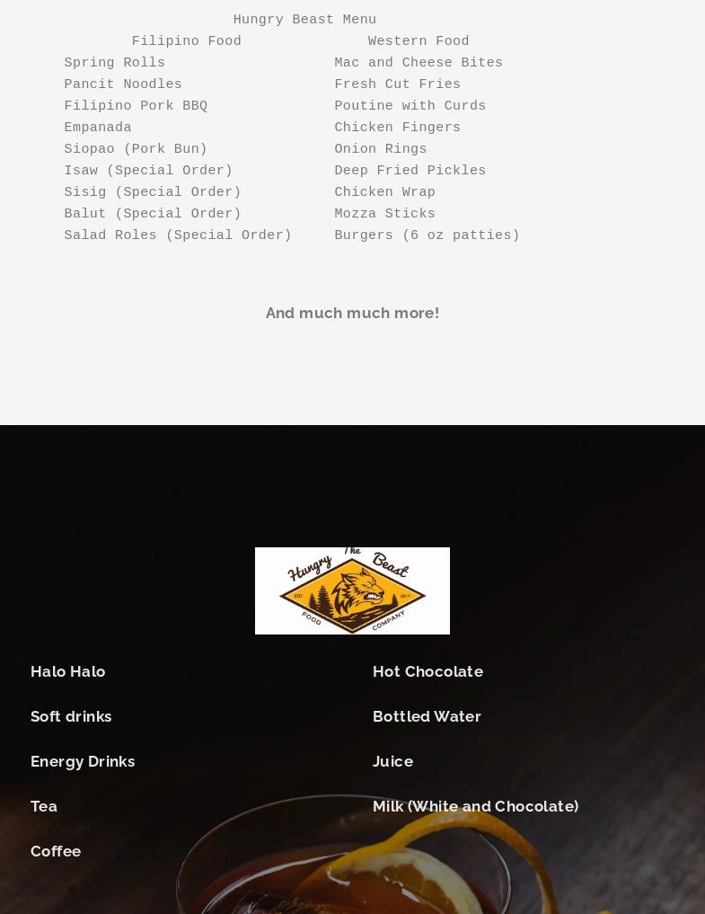 Hungry Beast Menu