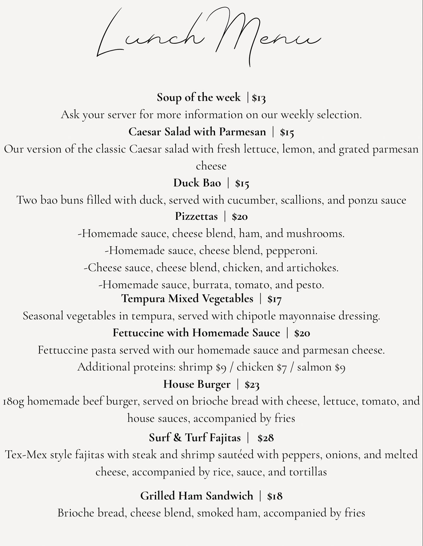Heartstone Restaurant at The Prairie Creek Inn Menu