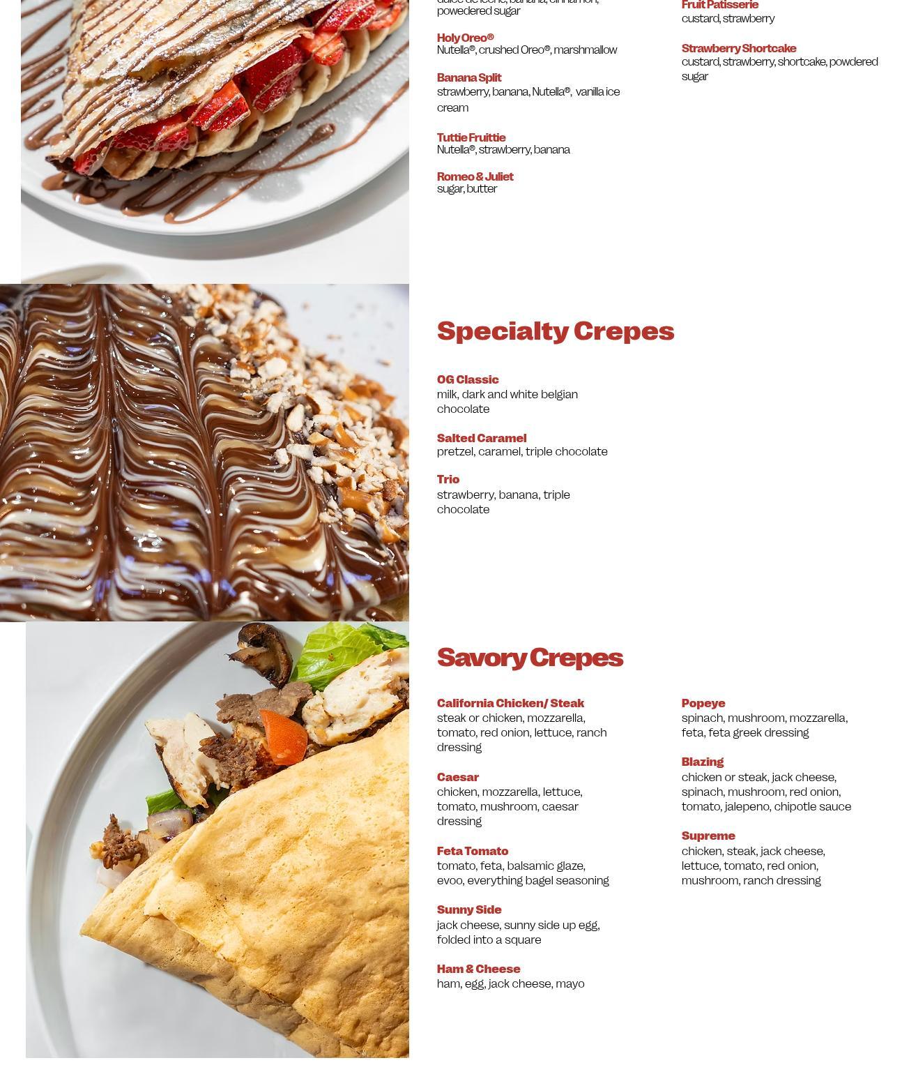 Crepe Delicious Menu