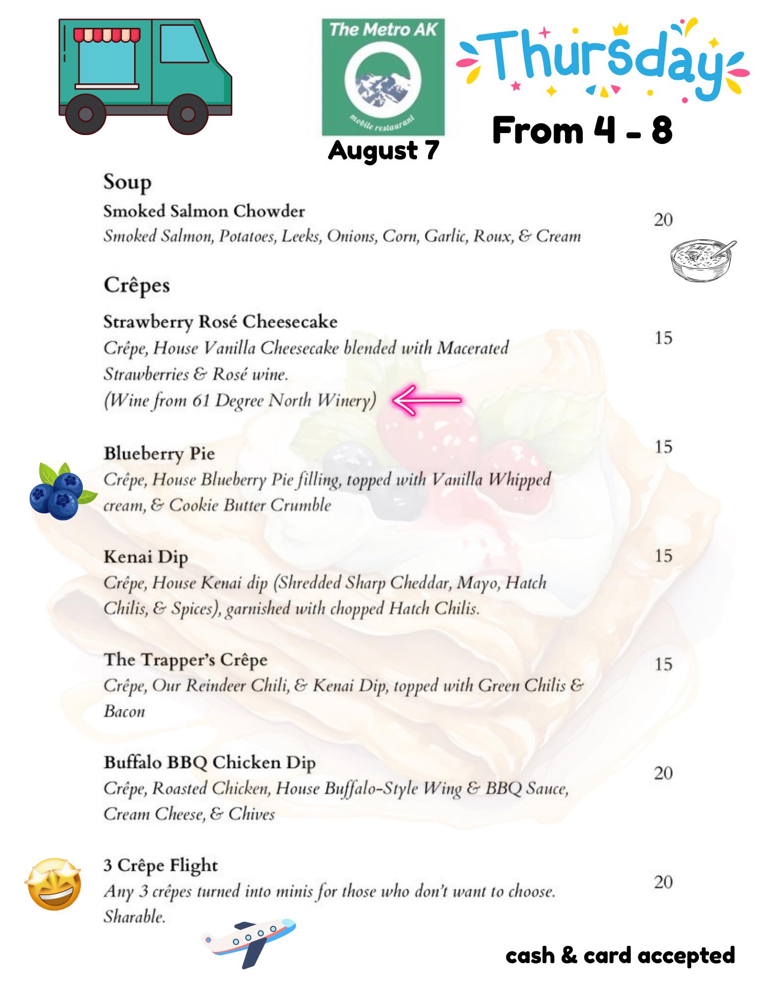 61 Degrees North Winery Menu