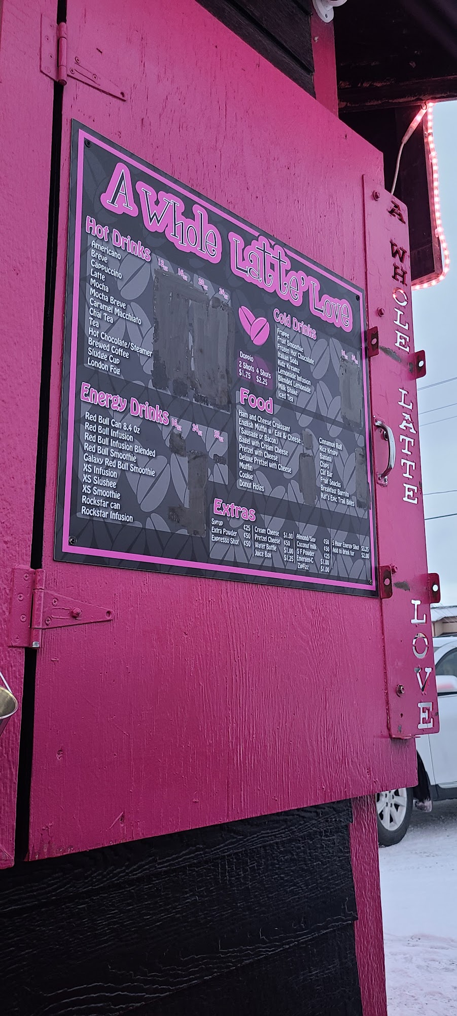 A Whole Latte Love Menu