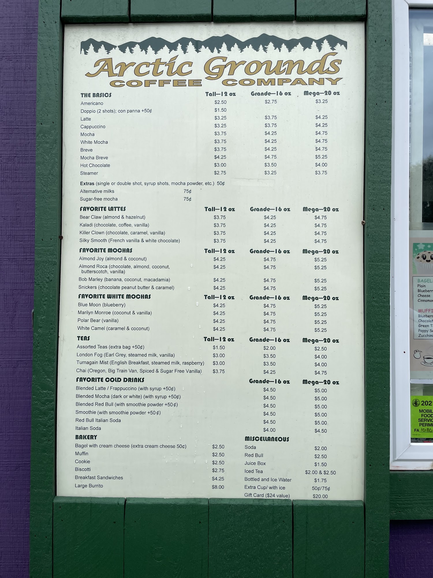 Arctic Grounds Coffee Co Menu