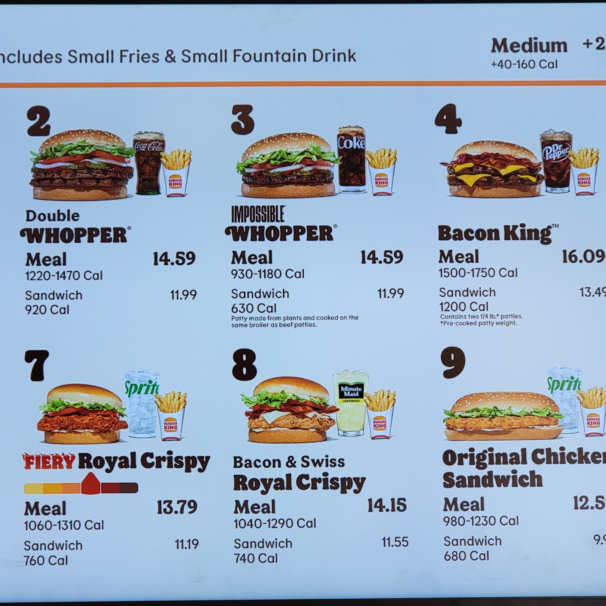 Burger King (Military Post Access Required) Menu