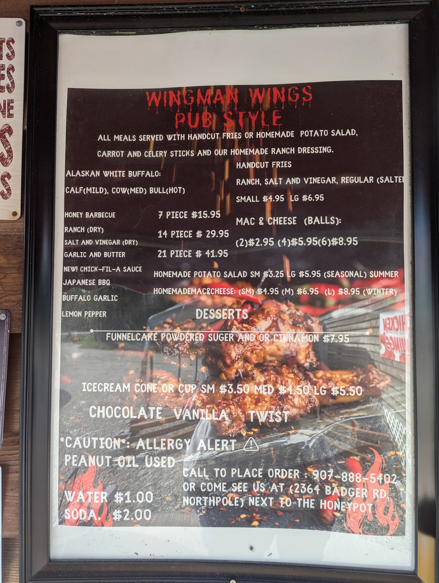 Wingman Wings Menu