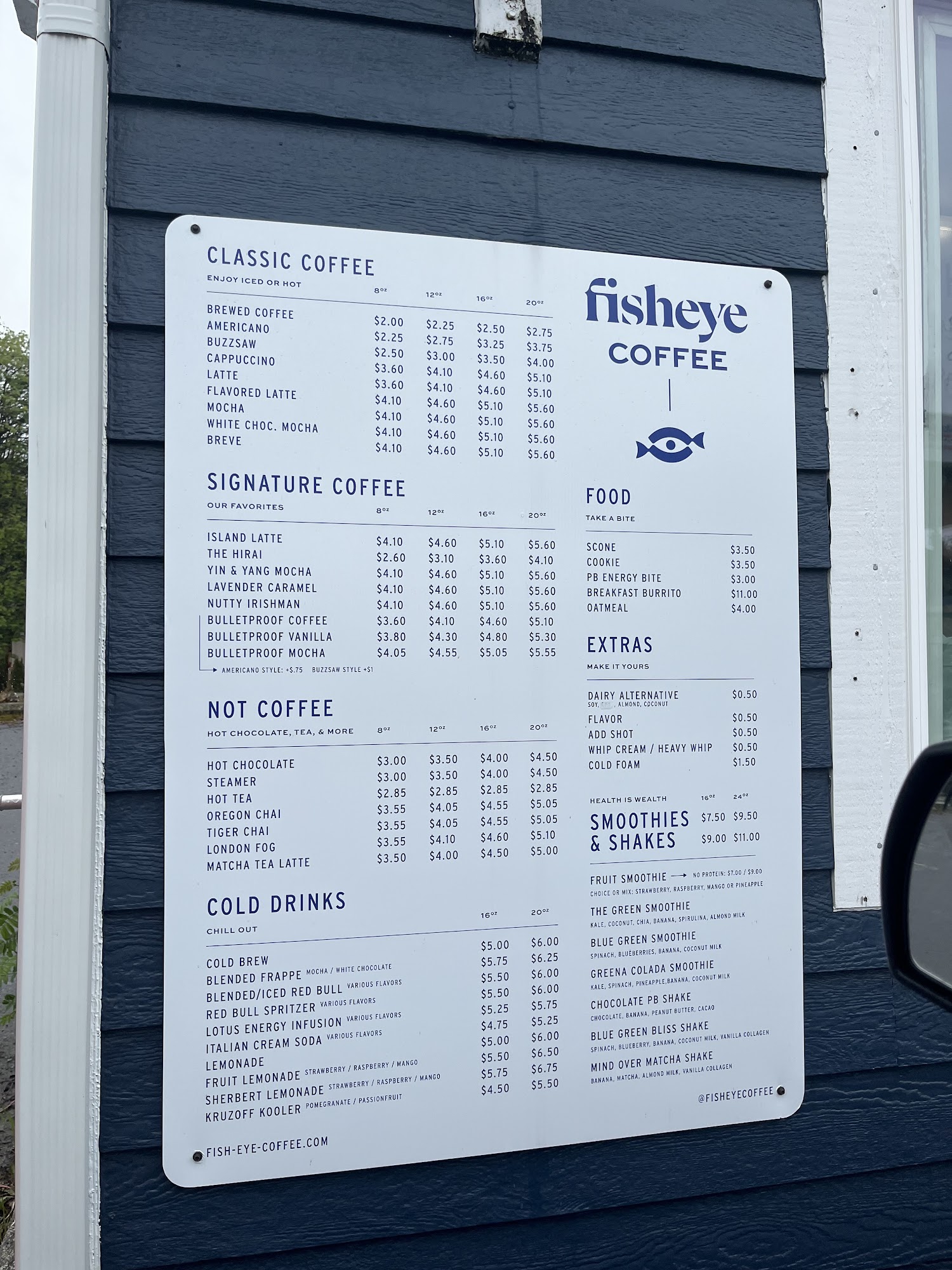Fish Eye Coffee Llc Menu