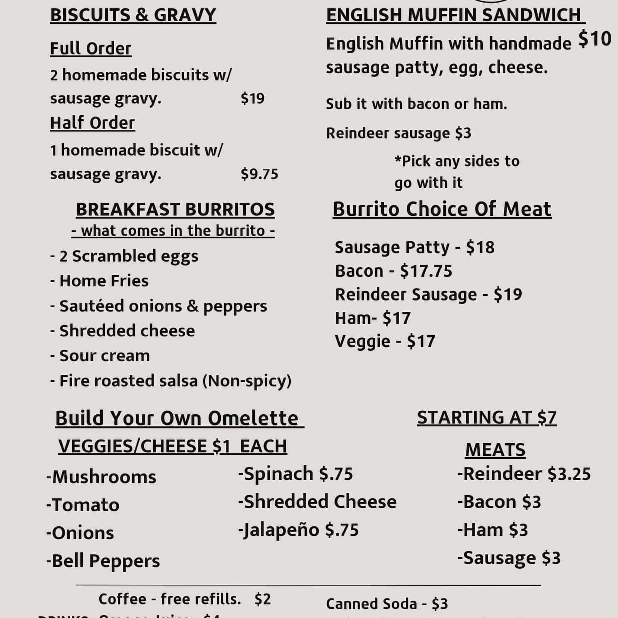 Sam's Spot Menu