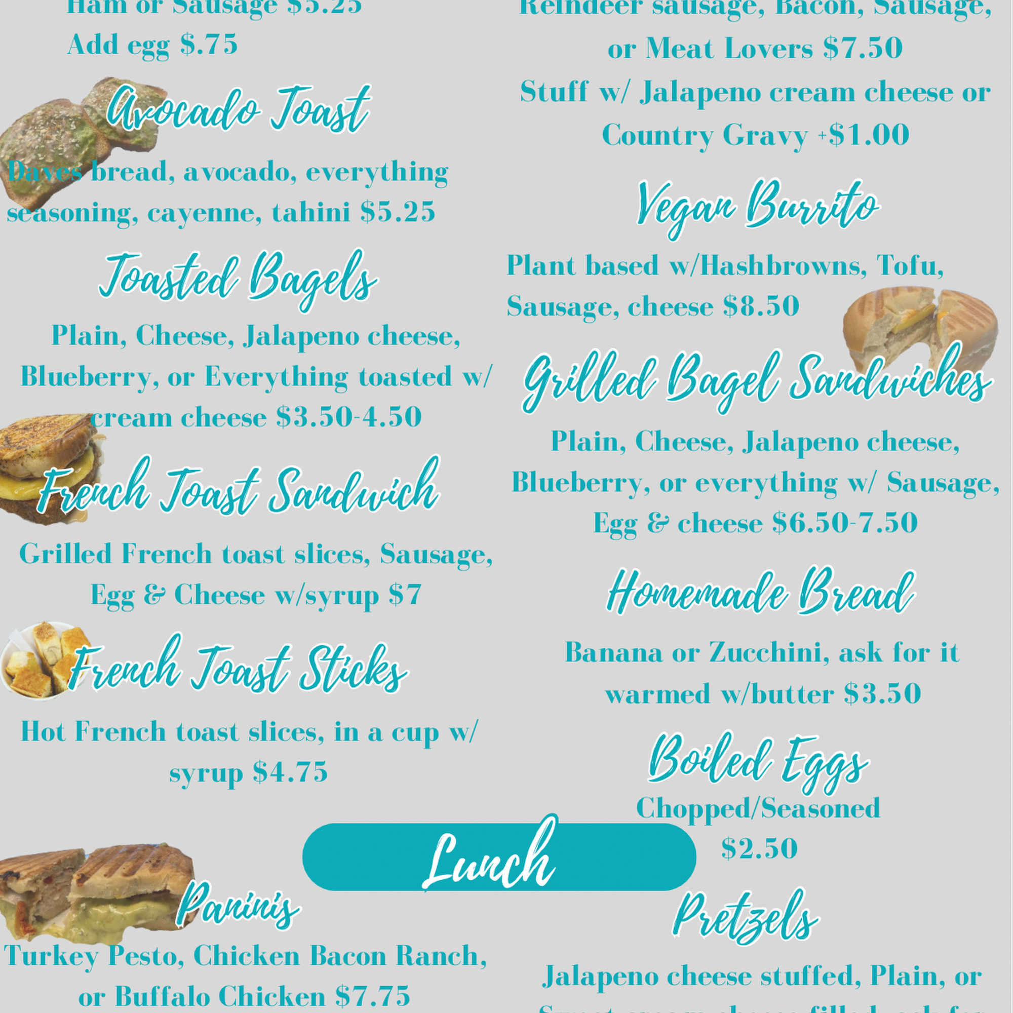 Blondie’s Coffee Co Too Menu