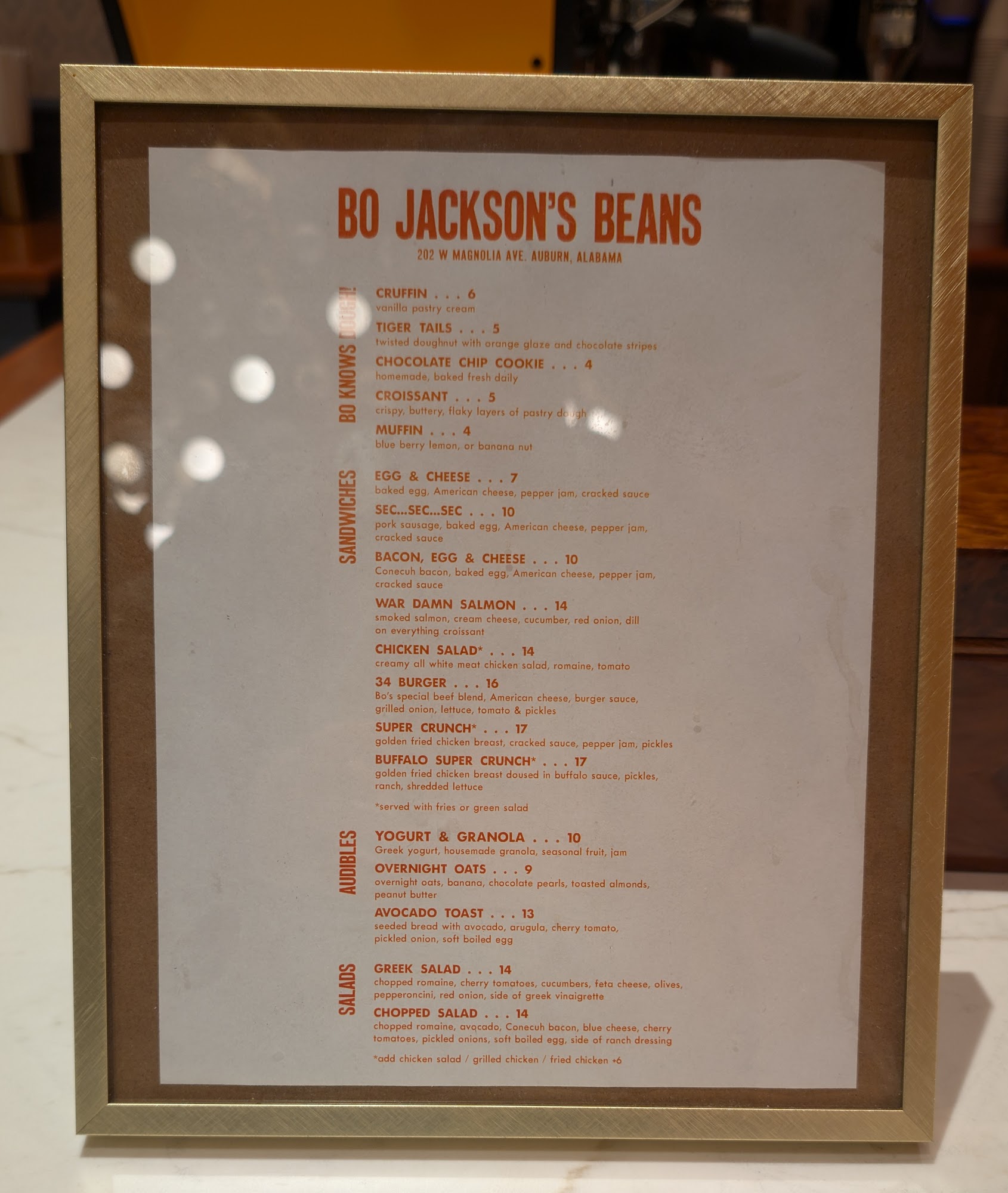 Bo Jackson’s Beans Menu