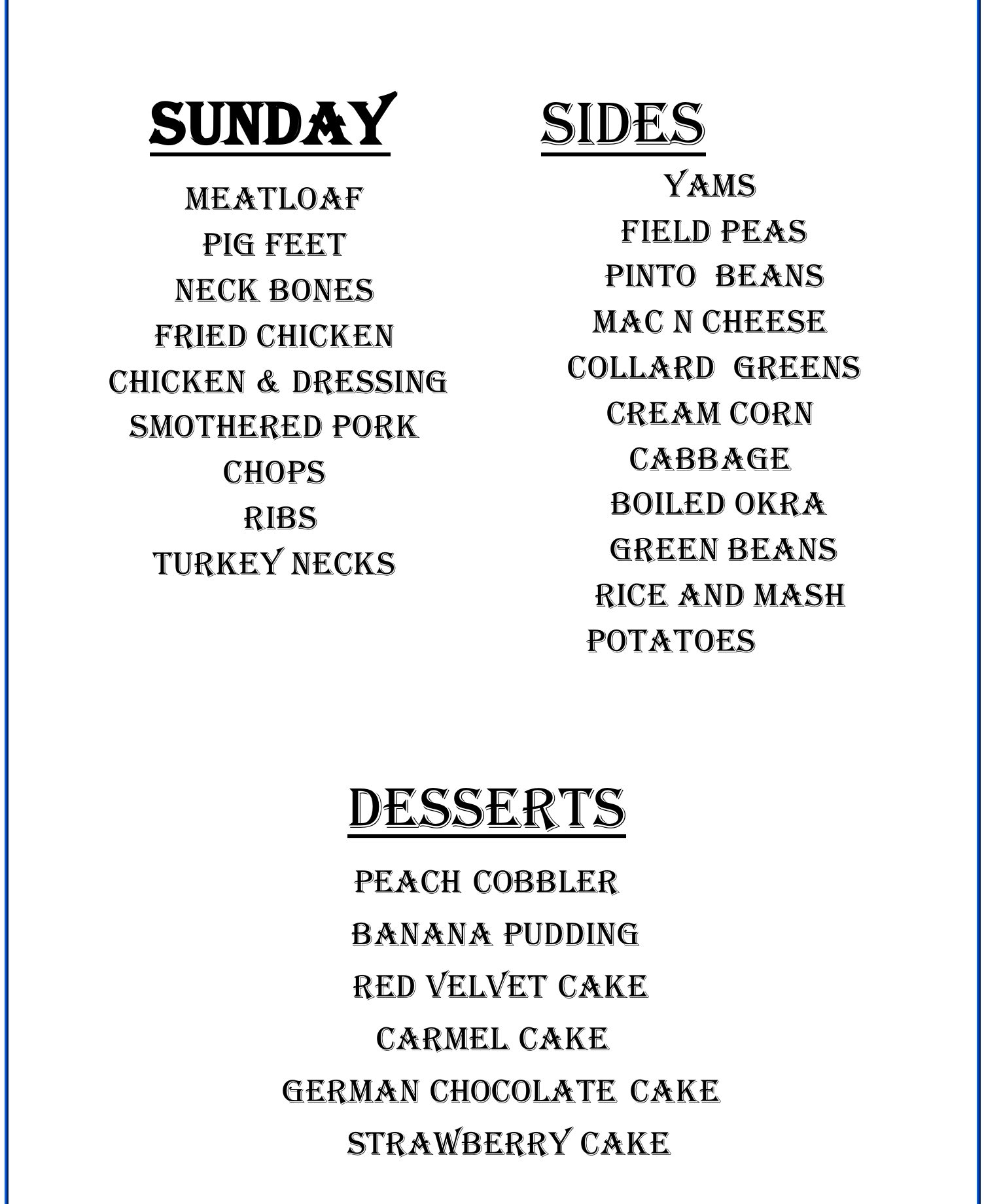 Magic City Grille Menu