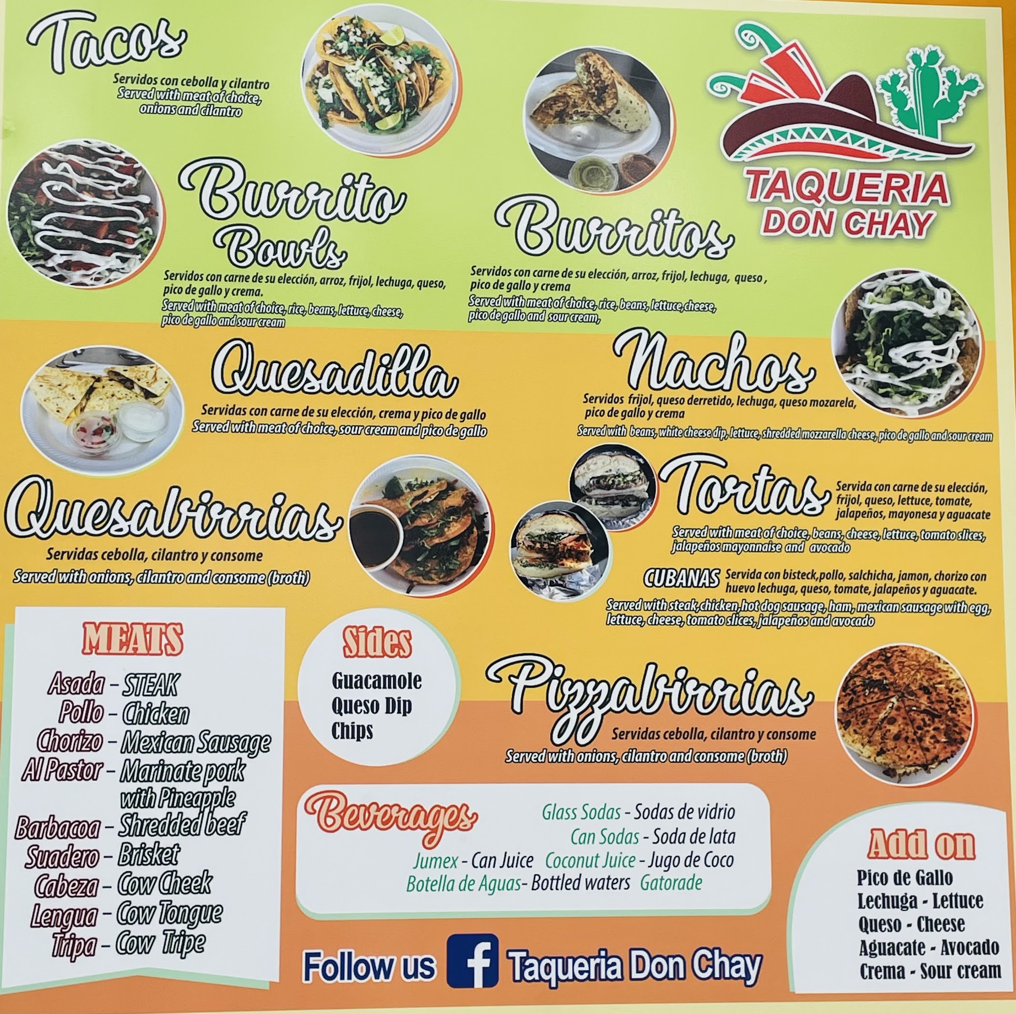 Taqueria Don chay Menu