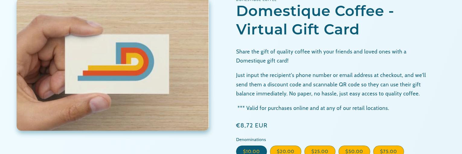 Domestique Coffee Roaster - (NOT A COFFEE SHOP) Production Facility Menu