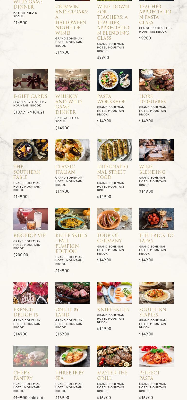 Habitat Cooking School Menu