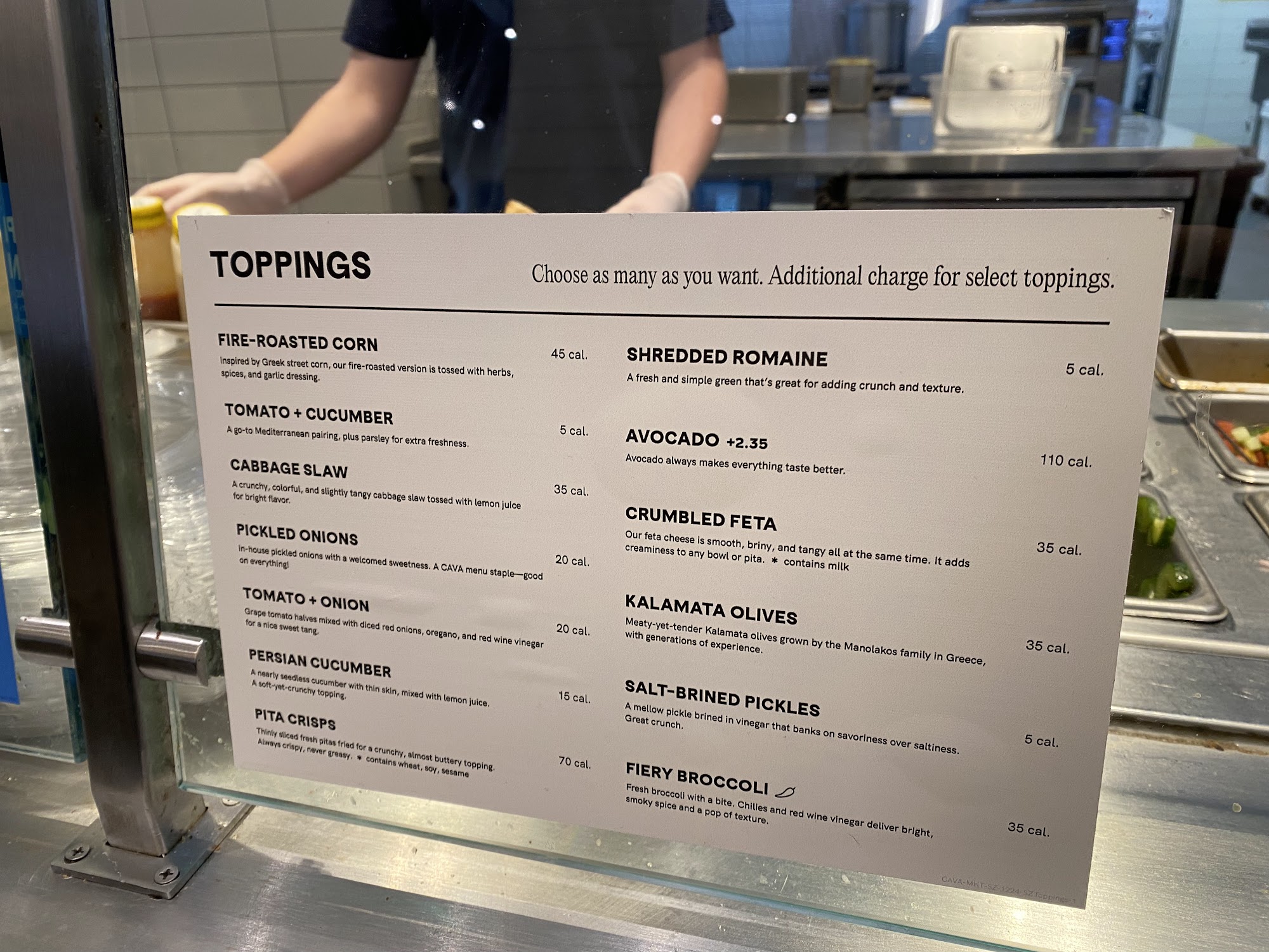 CAVA Menu