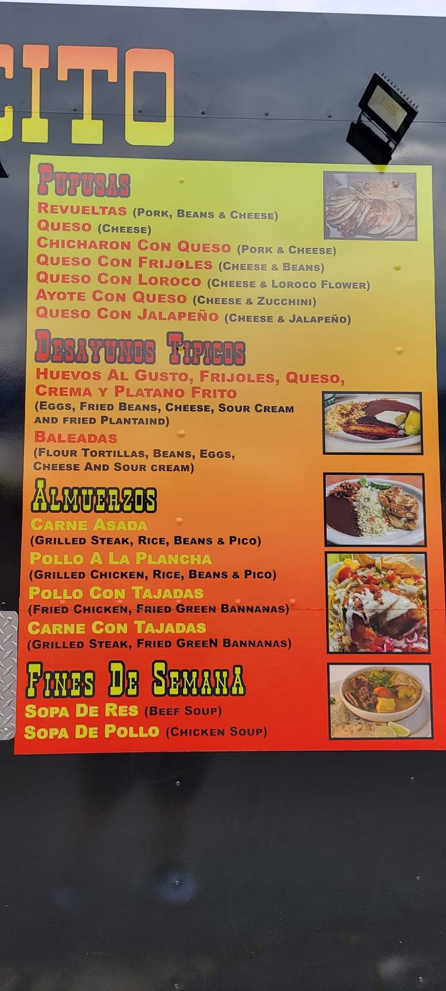 Pupuseria El Pulgarcito Menu